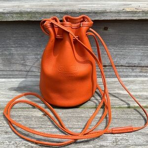 Coach Orange Leatherware Vintage Crossbody Small Bucket Handbag Drawstring Y2K